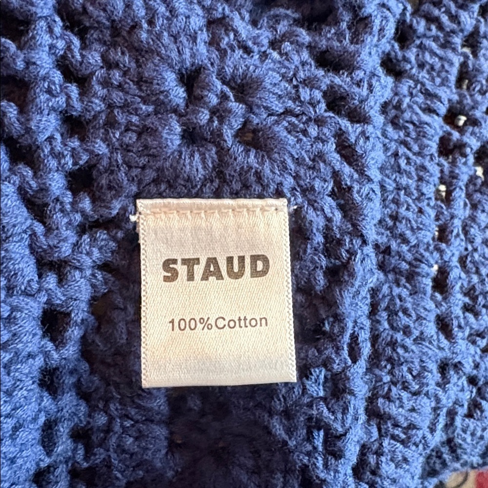 STAUD MARLIN COTTON-CROCHET MIDI SKIRT IN BLUE. Size M - Picture 7 of 7